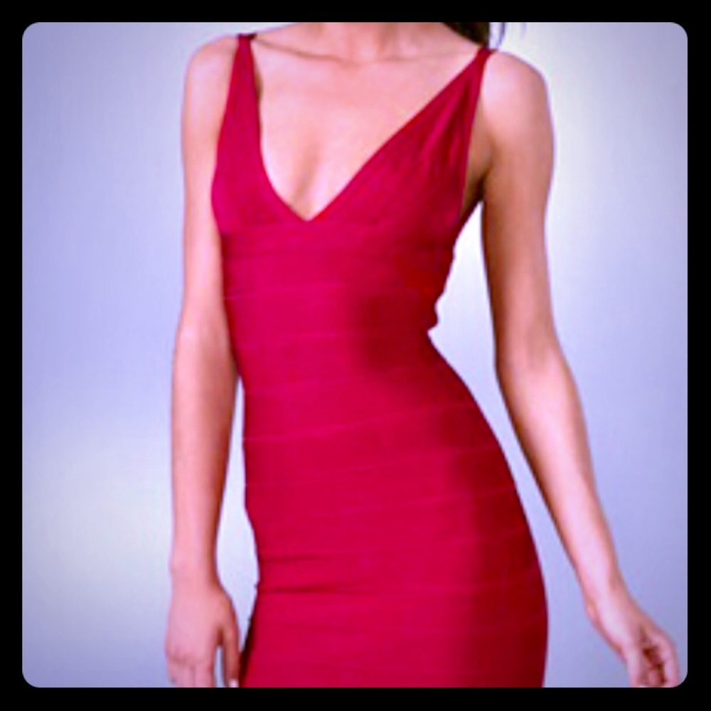 Gorgeous HERVE LEGER Red Dress Small